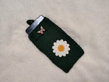 Crochet Daisy Phone Sock, Knitted Smartphone Sleeve with Flower Phone Pouch, Boho Cell Phone Case, Handmade Gift for Her