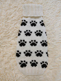 Cozy Knit Dog Jumper with Paws Pattern | Handmade Pet Apparel