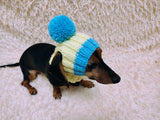 Cute Hand-Knitted Dachshund Snood and Pom-Pom Beanie Set - Cozy Dog Hat and Neck Warmer