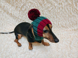 Cute Hand-Knitted Dachshund Snood and Pom-Pom Beanie Set - Cozy Dog Hat and Neck Warmer