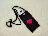 Heart Knitted Phone Crossbody Bag | Crochet Valentine Gift for Her | Small Romantic Smartphone Purse with Heart Decor | Made with Love Phone Sleeve