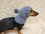 Angora Super Warm Dog Hat with Pom-Pom, Knitted Costume Pet Clothes Warm Cap Closed Ears for Dachshund beanie