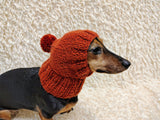 Angora Super Warm Dog Hat with Pom-Pom, Knitted Costume Pet Clothes Warm Cap Closed Ears for Dachshund beanie