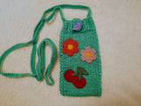 Knitted Smartphone Pouch with Fruit Patches • Aesthetic Crochet Phone Sock • Cute Handmade Gift for Her