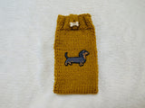 Dachshund Lover Gift Knitted Phone Sleeve | Wiener Dog Mom Wool Phone Sock | Cable Knit Smartphone Pouch with Button | Cozy Doxie Gift Case