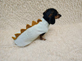 Knitted Dachshund Sweater with Dino Spikes, Wiener Dog Clothes, Custom Doxie Knitwear, Dinosaur Dog Costume, Small Dog Winter Sweater