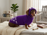 Purple dachshund costume sweater and hat, Costume for miniature dachshund, Doxie sweater and hat set