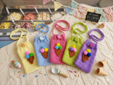Ice Cream Knitted Phone Crossbody Bag | Cute Summer Smartphone Sleeve with Strap | Handmade Sweet Dessert Tech Pouch | Fun Birthday Gift for Her