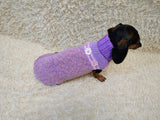 Handmade Knit Dachshund Sweater - Purple Floral Dog Jumper