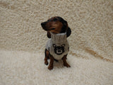 Bear print wool sweater with arans for dogs, dachshund warm clothes jumper with cable