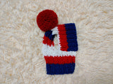 Multi-Color Striped Dog Snood: Hand-Knit Pom-Pom Beanie for Dachshunds