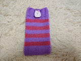 Cute Animal Companion Knit Phone Case | Striped Phone Sleeve-Handmade Knit Animal Phone Pouch | Cozy Stretchy Phone Sock
