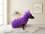 Hand-Knitted Dinosaur Dog Costume for Small Dogs and Dachshunds