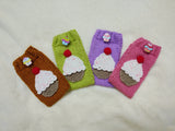 Cupcake Knit Phone Sleeve, Universal Crochet Cell Phone Pouch 6.7x3.5", Cute Sweet Cake Phone Case, Soft Yarn Sock for iPhone Samsung, Gift