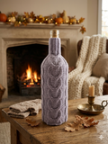 Cable Knit Wine Bottle Cover | Lavender Grey Cozy Sweater Decor