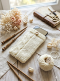 Handmade Knitted Phone Sleeve, Cable Knit Cell Phone Sock, Soft Wool Phone Case Pouch, Cozy Phone Protector, Boho Tech Accessory