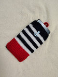 Nautical Striped Phone Sock | Handmade Knit Smartphone Sleeve -Handmade Marine Knit Phone Pouch - Mare Nostrum Collection