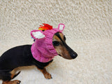Handmade Knitted Unicorn Dog Snood with Rainbow Mane & Ears