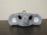 Crochet Elephant Basket, Grey Safari Nursery Storage Bin, Small Sewing Organizer, Cute Animal Yarn Bowl, Kids Room Decor, Baby Shower Gift