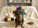 Christmas party pet clothes hat tree,dog hat tree with pompoms,bright outfit for christmas photoshoot for dogs and cats