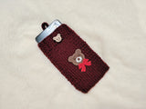 Bear Phone Sleeve, Universal Crochet Cell Phone Pouch 6.7x3.5", Cute Teddy Bear Phone Case, Soft Yarn Sock for iPhone Samsung, Cozy Gift