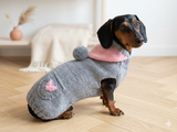 Gray sweatshirt with pink heart, dog heart sweatshirt, dachshund heart jumper
