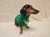 Christmas deer print wool sweater with arans for dogs, dachshund warm clothes jumper cable