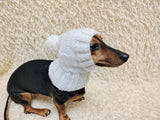 Angora Super Warm Dog Hat with Pom-Pom, Knitted Costume Pet Clothes Warm Cap Closed Ears for Dachshund beanie