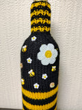 Handmade Bee Wine Bottle Cover | Knit Honeybee Bottle Cozy Gift