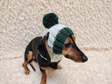 Cute Hand-Knitted Dachshund Snood and Pom-Pom Beanie Set - Cozy Dog Hat and Neck Warmer