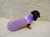 Handmade Knit Dachshund Sweater - Purple Floral Dog Jumper