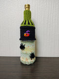 Spider & Pumpkin Halloween Wine Bottle Cozy | Knit Holiday Decor