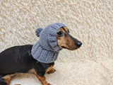 Angora Super Warm Dog Hat with Pom-Pom, Knitted Costume Pet Clothes Warm Cap Closed Ears for Dachshund beanie