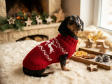Christmas dog sweater with reindeer Norwegian pattern jumper for dachshund