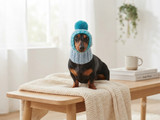 Pet snood hat winter warm wool snood hat for small dogs with pom pom pet gift dog gift