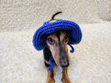Duck dog hat Summer sun with holes for ears. Hand knitted sun cap dachshund. Stylish Pet Photo Props and Gift Dog Moms