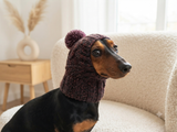 Dog hat with pom poms wool, warm hat for dachshund, wool hat for small dogs