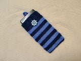 Handmade Knit Nautical Phone Case - Summer Vibes Collection-Nautical Striped Knit Phone Sleeve -Cute Coastal Phone Pouch