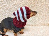 Mohair Wool Super Warm Dog Hat , Designer Pet Party Clothes outfit, Winter cloches knitted Dachshund Beanie
