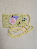 Knitted Crossbody Phone Bag with Flowers • Aesthetic Boho Cell Phone Purse • Handmade Shoulder Pouch for Smartphone