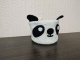 Crochet Panda Basket, Black and White Bear Nursery Storage Bin, Cute Makeup Brush Holder, Small Yarn Bowl, Kawaii Room Decor, Baby Shower Gift