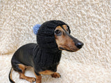 Angora Super Warm Dog Hat with Pom-Pom, Knitted Costume Pet Clothes Warm Cap Closed Ears for Dachshund beanie