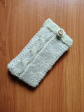Handmade Knitted Phone Sleeve, Cable Knit Cell Phone Sock, Soft Wool Phone Case Pouch, Cozy Phone Protector, Boho Tech Accessory