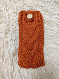 Cozy Cable Knit Phone Cover, Cream White Knitted Phone Pouch with Wooden Button, Protective Smartphone Sleeve, Winter Tech Gift