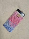 Cozy Cable Knit Phone Sock - Universal Smartphone Protective Sleeve - Hand Knitted Woolen Phone Bag with Button Closure - Boho Style Phone Accessory