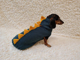 Dachshund hoodie dinosaur knitted animal clothes for pets, dog Halloween outfit Costume