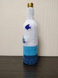 Starfish Knitted Wine Bottle Cover - Ocean Shells Cozy, Beach House Table Decor, Coastal Gift for Sea Lovers