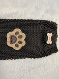 Dog Lover Knitted Phone Case with Paw Embroidery | Soft Wool Phone Sleeve | Wiener Dog Pouch with Bone Button | Cute Puppy Paw Gift for Her