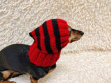 Mohair Wool Super Warm Dog Hat , Designer Pet Party Clothes outfit, Winter cloches knitted Dachshund Beanie