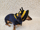 Bee Dog Bucket Hat, summer panama cap with open ears dachshund, pet clothes photo shoot gift dog's mom